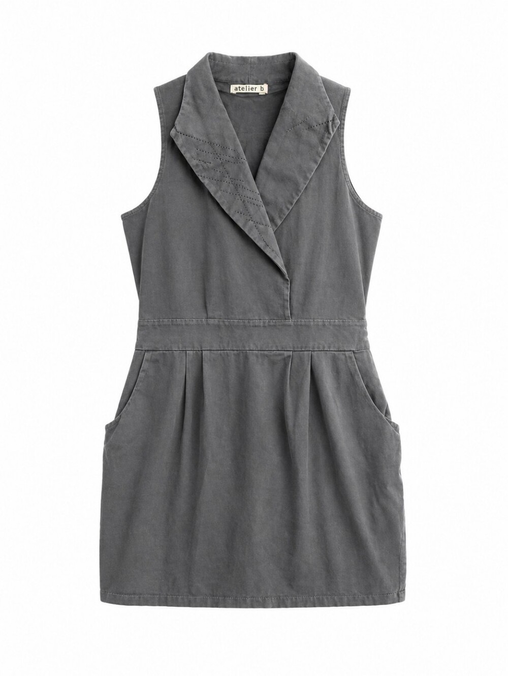 Atelier B women's grey organic cotton sleeveless mini dress size M